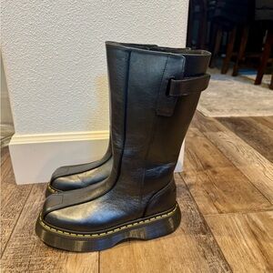 Dr. Martens Black Leather Boots with Yellow Tag